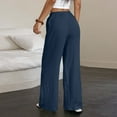 thumbnail image 6 of absuyy Women's Wide Leg Summer Pants Elastic High Waisted Boho Beach Pants Pleated Casual Trousers with Pockets Blue XL, 6 of 8