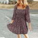 thumbnail image 1 of WILLBEST Vestidos de Dama para Mujer, Vestidos de Primavera y Verano, Estilo Bohemio, con Flores, Cuello Cuadrado, Fruncido, Manga 3/4, Informal, Corte A, Minivestido con Vuelo Mediana, 1 of 3
