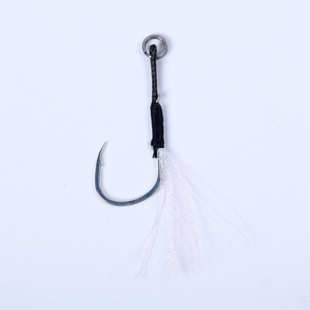Outdoor High Carbon Steel Barbed Treble with Feather Lures Crank Baits  single Hook Feather Fishing Hooks with Line 12 