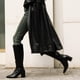 thumbnail image 5 of Botas hasta la rodilla wetkiss de piel negra para mujer con tacón de 6,5 cm, 5 of 7