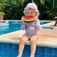 thumbnail image 6 of MEZZALL Summer 2Pcs Baby Girls Swimsuit Set Cartoon Girl Print Crew Neck Long Sleeve Rash Guard Swimwear And Sun Hat Brazilian Beachwear, 6 of 9