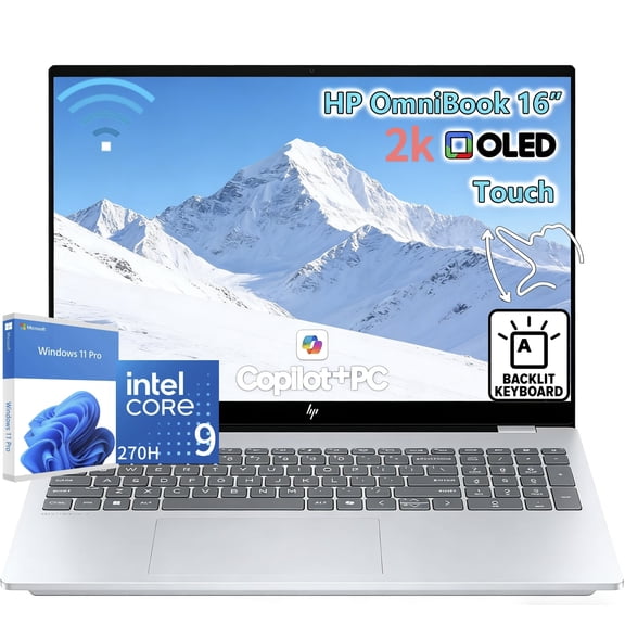 HP OmniBook 7 Laptop Computer 16" 2K Touchscreen Intel Core 9 32 GB memory;1 TB SSD,Windows 11 Pro