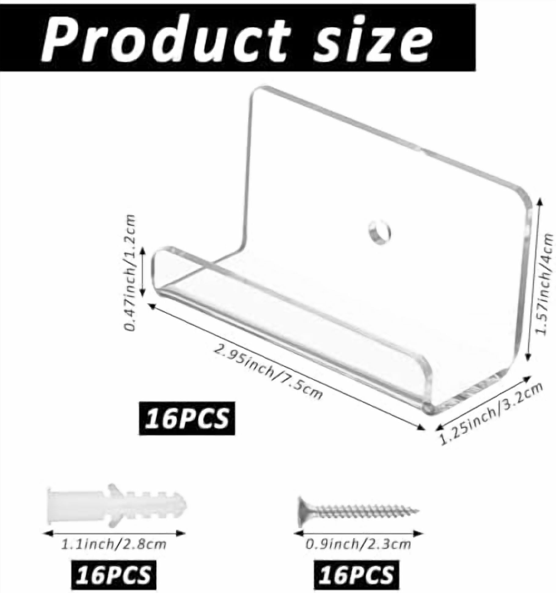 16Pcs Clear Floating Comic Book Display Shelves,Clear Floating Shelves for Displaying Comic Books with Expansion Screws,Comic Book Shelf Stand Wall Mount Display, Comic Book Frames for Wall