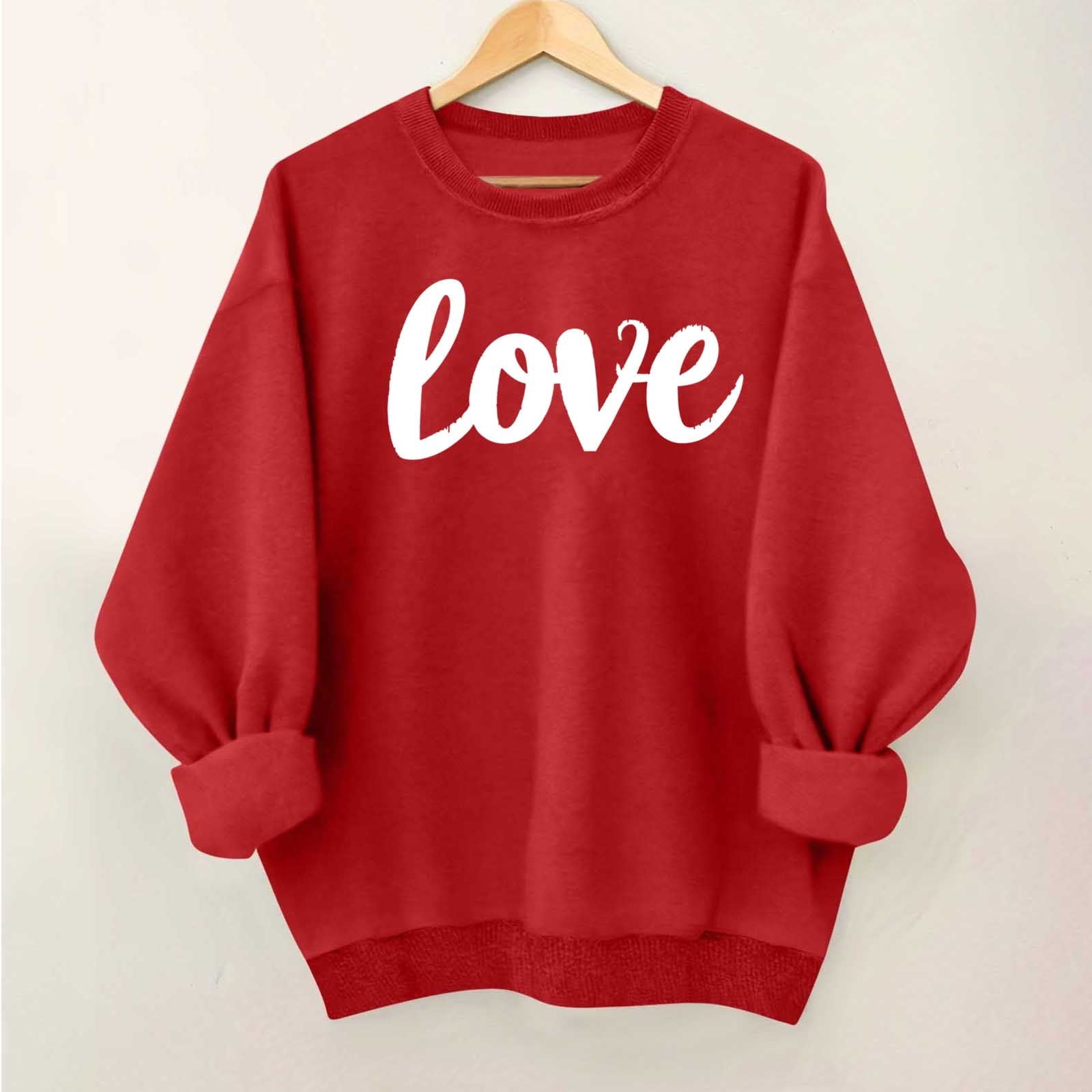 Elvqul Womens Loose Sweatshirts Hoodies Crew Neck Sweatshirts Graphic Long Sleeve Spring Valentines Fashion Tops for Juniors