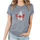 thumbnail image 1 of Camisetas de Manga Corta para Mujeres Canadá Día Hoja de Arce Impresión Básica de Verano Tee, Cuello Redondo Camiseta Casual, 1 of 3