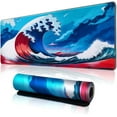 thumbnail image 1 of Japanese Style Waves Large Gaming Mouse Pad - Desk Mat with Seamed Edges, Waterproof, Non-Slip Rubber Base, Ideal for Keyboard, Computer Mat, Big XL Mousepad, 31.5x11.8 Inch, 1 of 6