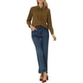 thumbnail image 3 of MODA NOVA Juniors Solid Shirts Long Sleeve Button Down Denim Shirt Brown M, 3 of 6