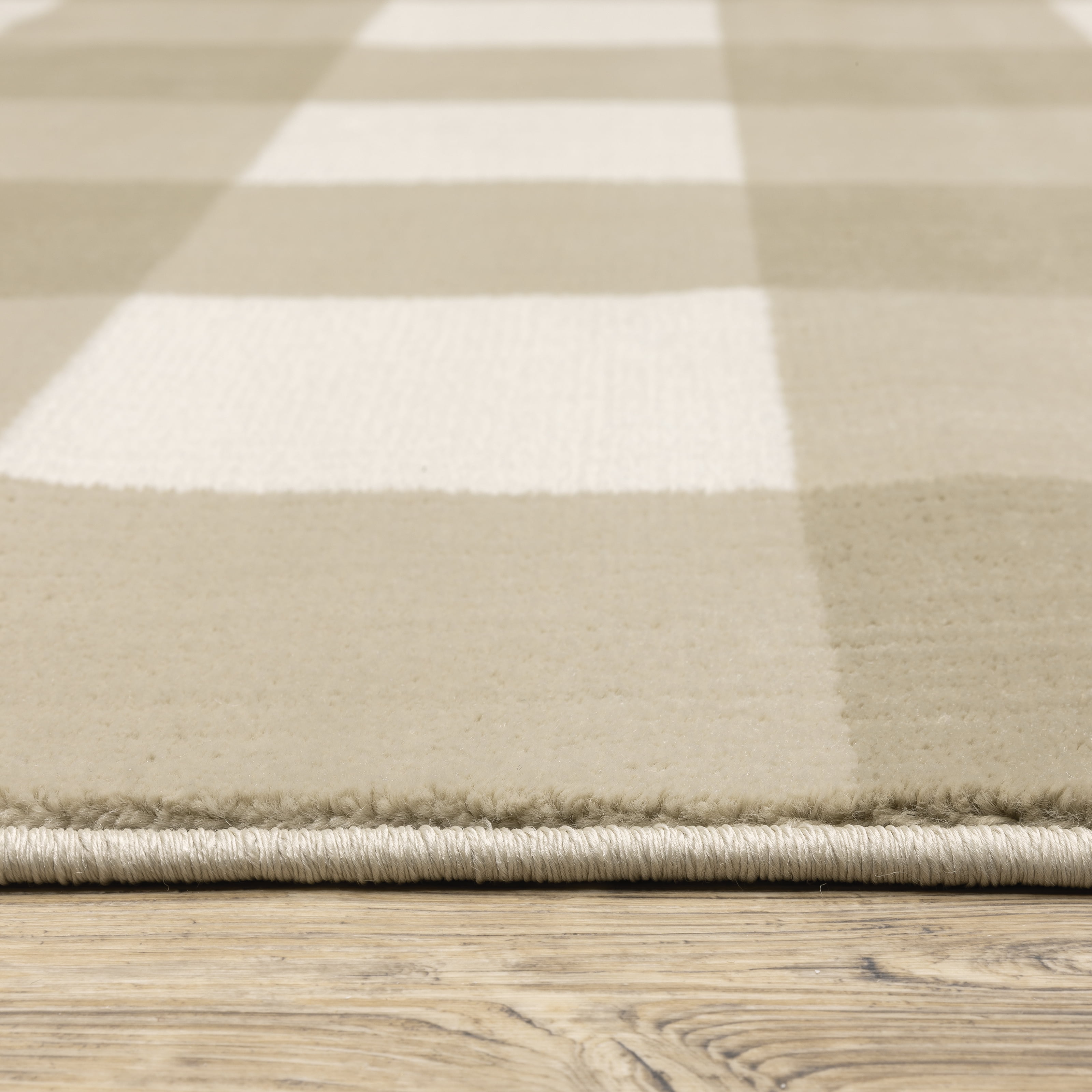 Avalon Home Gracie Gingham Plaid Area Rug, 6'7" X 9'2", Beige/ Ivory