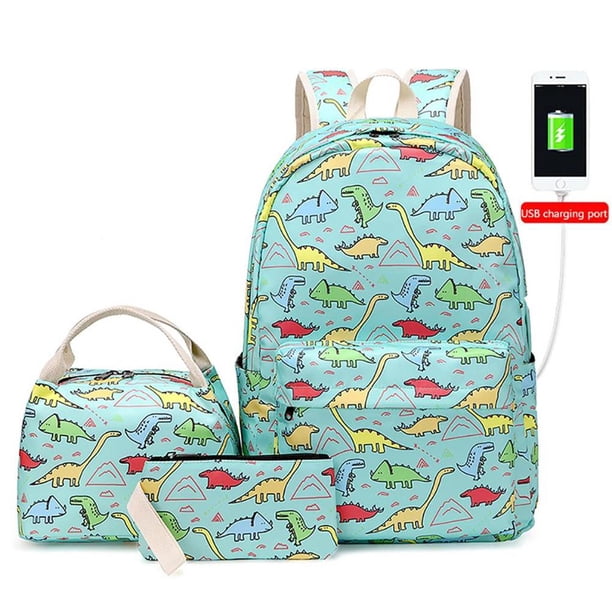 Qarigey Mochila escolar 3 en 1 con diseño de dinosaurio para niños, mochila de viaje impermeable y ligera, mochilas escolares Mochilas No.1