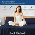 thumbnail image 5 of 800 Thread Count 100% Egyptian Cotton 4-Piece Bed Sheet Set (1 Flat, 1 Fitted Sheet, 2 Pillow Covers) 30 Inches Deep Pocket Size Full XL Color Navy Blue Stripe, 5 of 5