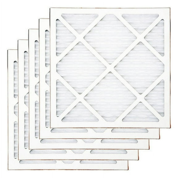 16x16x1 Pleated Air Filter, Fabric, Fiberglass, MERV 7, 10.0 Micron, 5 PK