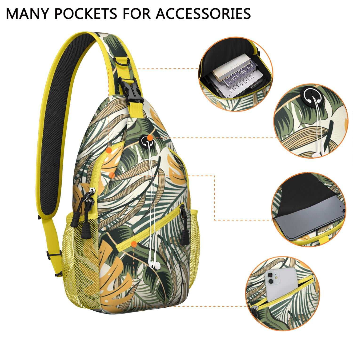 Hawaiian Floral Chest Bag - Lightweight Shoulder Backpack with Anti-Theft Design & Versatile Wear - Ideal for Outdoor Adventures, Biking, Casual Urban Use