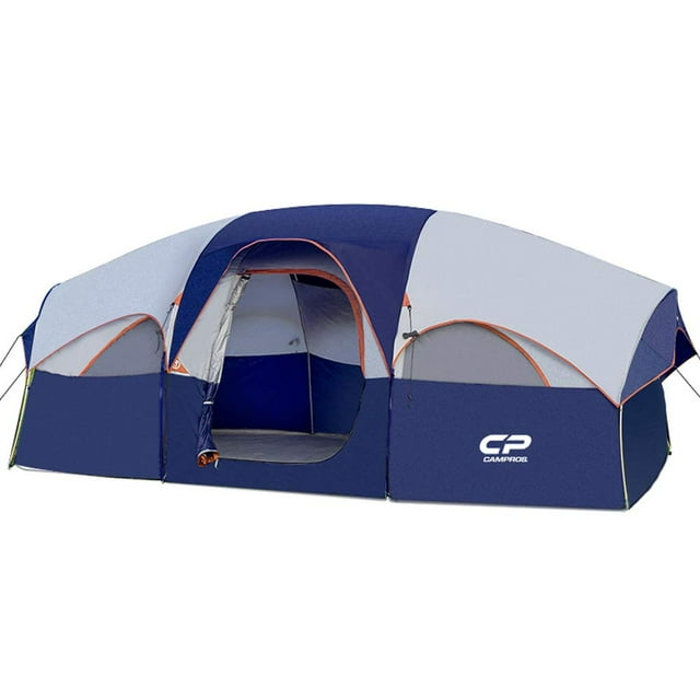 CAMPROS Tienda de campaña para 8 personas, tienda de campaña familiar impermeable a prueba de viento, 5 ventanas de malla grandes, doble capa, cortina dividida para habitación separada, portátil con b