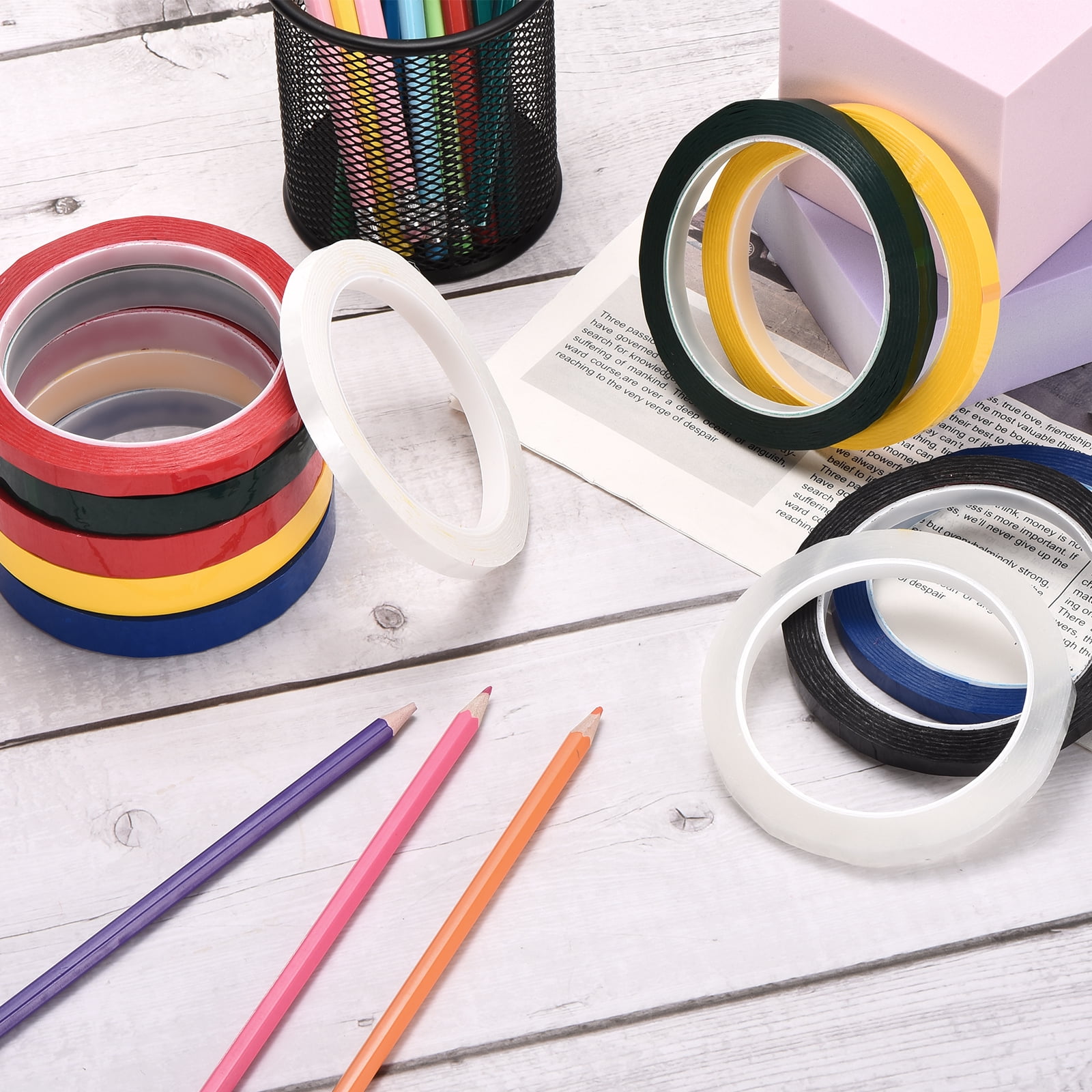Uxcell 10 Rolls Whiteboard Tape Graphic Chart Tape 12mm 54.7 Yard Art Tape Thin Self-Adhesive Pinstripe Tape Masking Tape, White