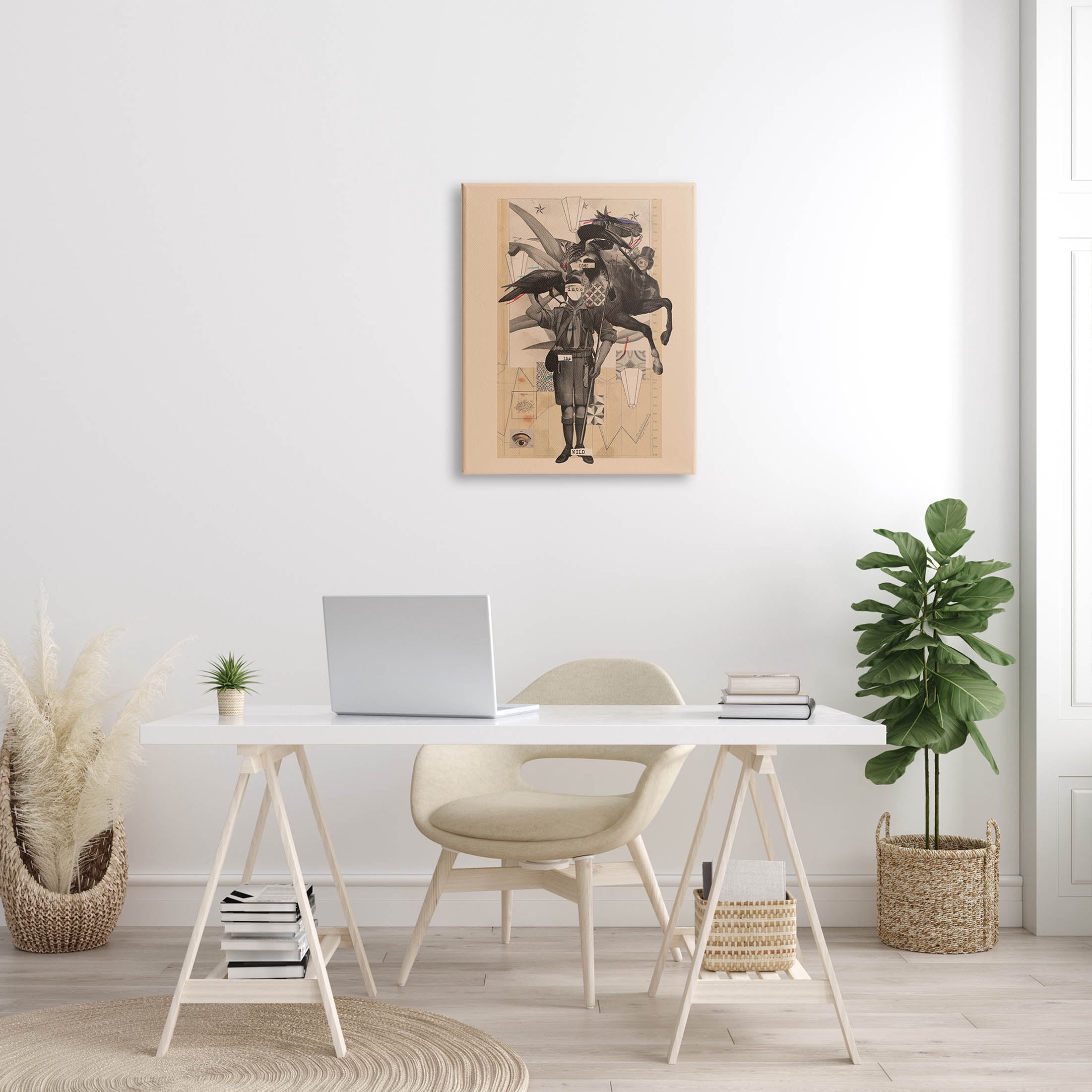 Stupell Industries Abstract Vintage Horse Text Collage Graphic Art Gallery Wrapped Canvas Print Wall Art, Design by Matheus Lopes Castro