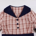 thumbnail image 4 of Ovzne Robes d'Été pour Femmes 2025 Robe Mode Femmes Été Décontractée Col en V Bouton Fermeture Éclair Manches Courtes Imprimé à Carreaux Robe d'Été Manches Courtes Liquidation, 4 of 6
