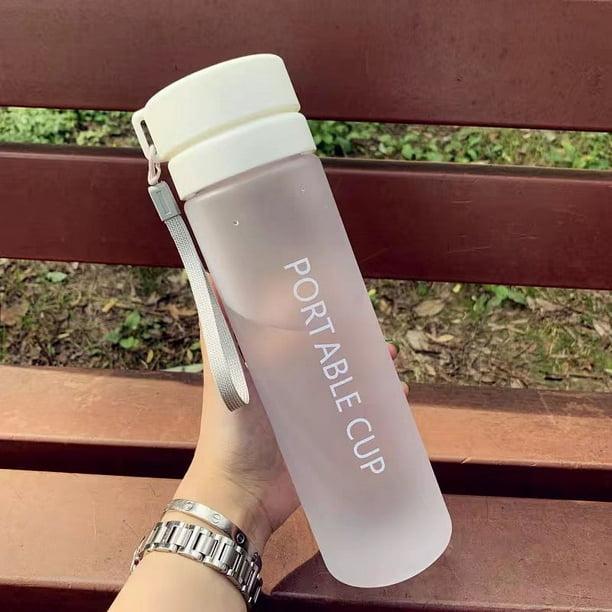 Taza de agua, taza de plástico, botella de agua deportiva, tapa doble esmerilada, color alto y taza de agua para mujeres y estudiantes