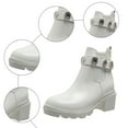 thumbnail image 5 of Rokment Sparkly Rhinestones Platform Combat Boots for Women Fashion Bling Leather Chunky High Heel Dress Ankle Booties Fall Winter White Size 6.5, 5 of 7