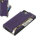 thumbnail image 6 of Crossbody Wallet Case for iPhone SE 3rd 2022/SE 2nd 2020 with Card Slot Holder,iPhone 7/8 Magnetic Flip Folio Purse Case,PU Leather Zipper Handbag with Detachable Lanyard Strap 4.7" (Purple), 6 of 16