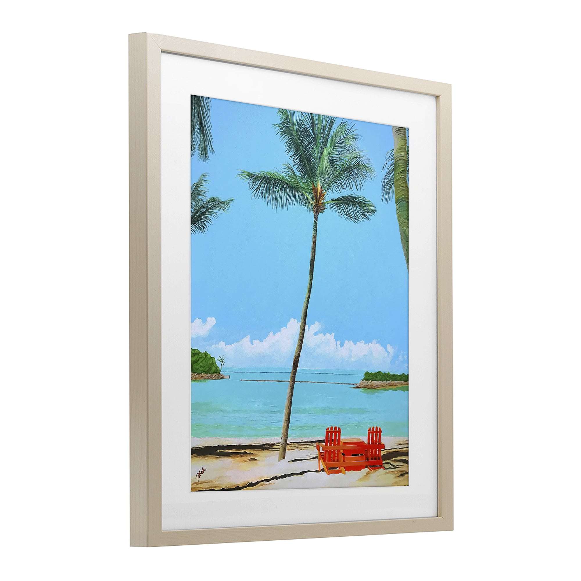 Stupell Industries Dreaming Of Palm Trees Birch Framed Print Under Glass, design by John Jaster