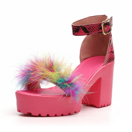 

CAICJ98 Shoes for Women Women s Espadrille Platform Sandals Open Toe Ankle Strap Casual Summer Sandals Pink
