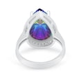thumbnail image 5 of Pear Teardrop Cocktail Ring Rainbow CZ 925 Sterling Silver Size 7, 5 of 8