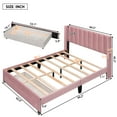 thumbnail image 4 of Leumius Queen Size Platform Bed with A Storage Drawer,Velvet Upholstered Bed Frame with Wingback Vertical Channel Tufted Headboard,Pink, 4 of 8