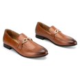 thumbnail image 2 of Men's Leather Faux Leather Loafers Wedding Dress Shoes Brown Men's Gold Buckle, Brown-11, 13 US, 2 of 5