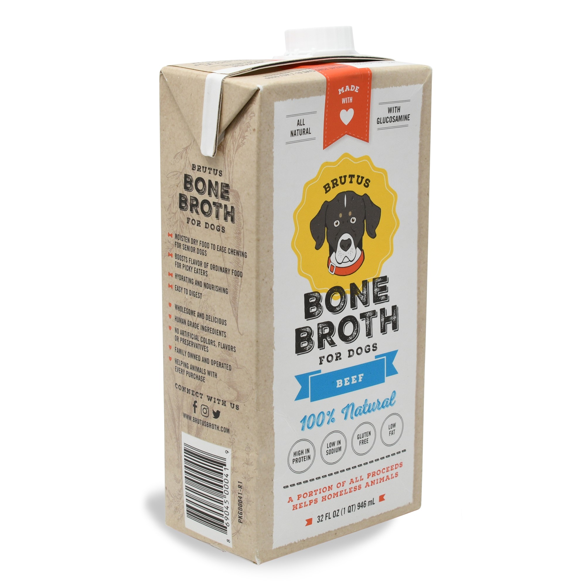 Brutus Bone Broth, Beef Bone Broth for Dogs, 32 oz