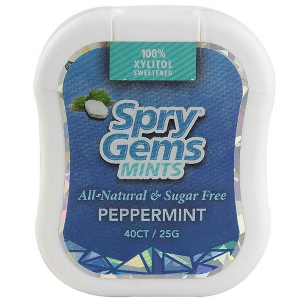Spry Xylitol Gem Mints, Natural Peppermint, 40 Ct