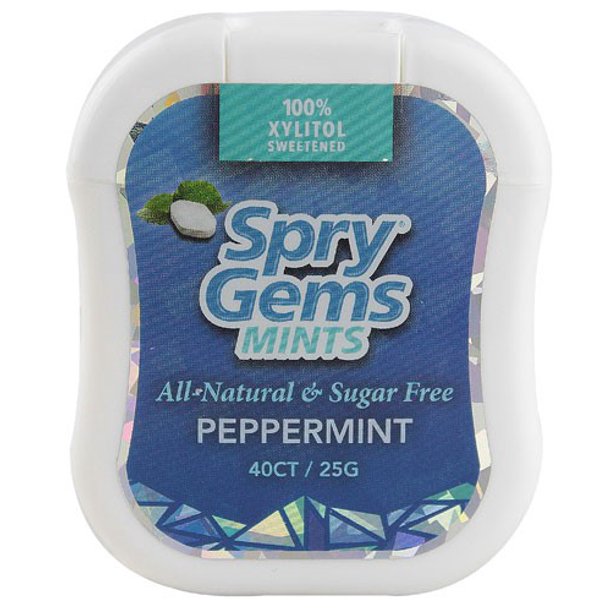 Spry Xylitol Gem Mints, Natural Peppermint, 40 Ct