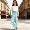 thumbnail image 2 of BOOMNY Girls Baggy Sweatpants Wide Leg Sweat Pants for Kids Trendy Elastic Waist Drawstring Solid Fall Jogger Trousers With Pockets, 2 of 4
