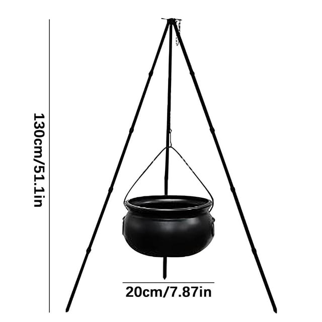 Birdeem Halloween Decorations Outdoor - Large Cauldron Halloween Decor on Tripod with Timer Lights - Plastic Cauldron Witch Halloween Decorations for Porch Yard