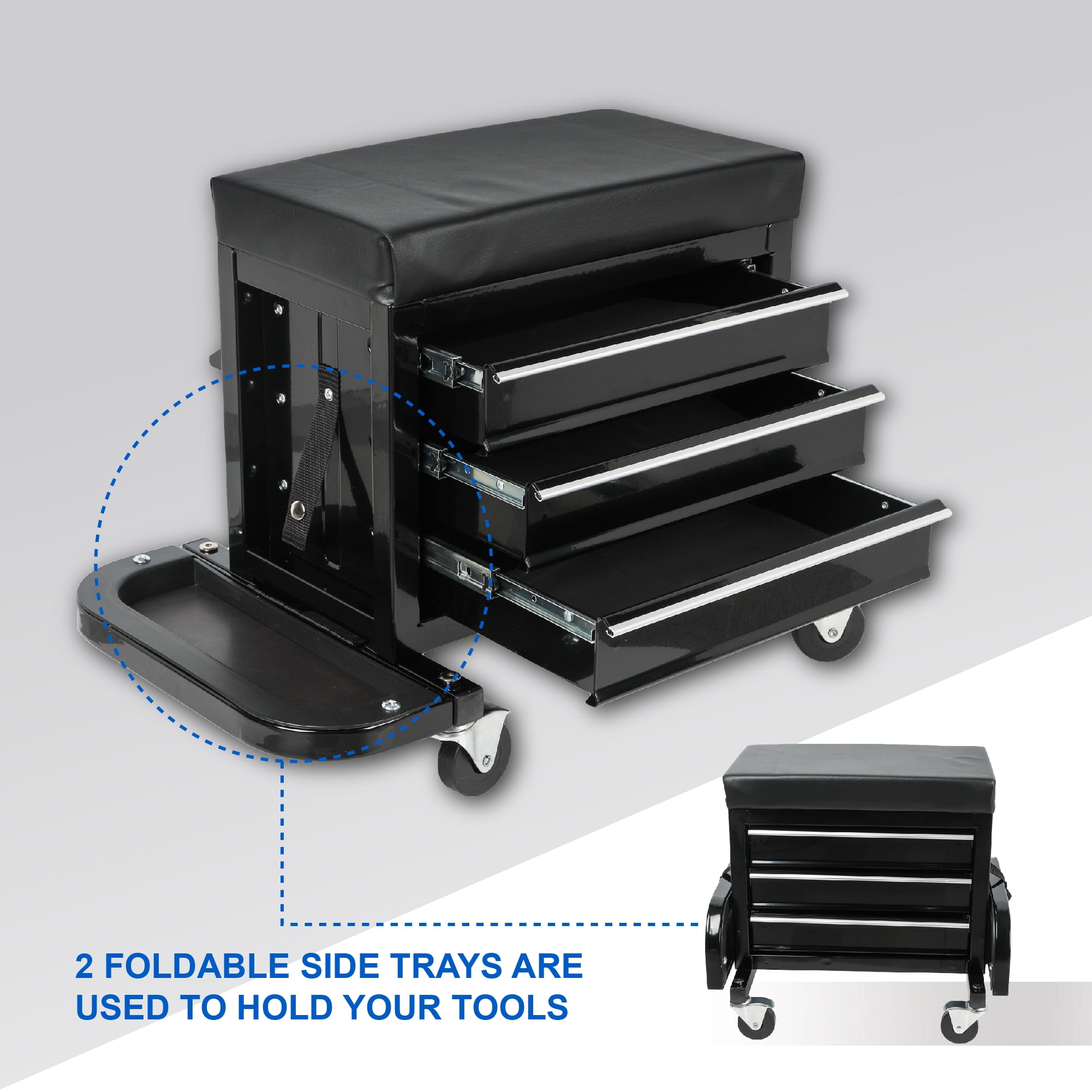 Mechanic Roller Seat with 3 Drawers Tool Box
