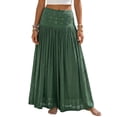 thumbnail image 2 of IUYRTFE Women Cotton Linen Maxi Skirt Solid Color High Waist Flowy Long Beach Skirt, 2 of 5