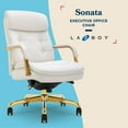 thumbnail image 2 of La-Z-Boy Sonata Executive MidBack Office Chair Bonded Leather White and Gold, 2 of 8