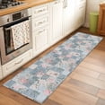 thumbnail image 2 of 2'x6' Rug Runners for Hallways Kitchen, Blue Pink Botanical Non Slip Entryway Beside Floor Carpet Runner, Spring Floral Vintage Washable Laundry Room Bedroom Throw Rugs Mat for Family Pet, 2 of 8