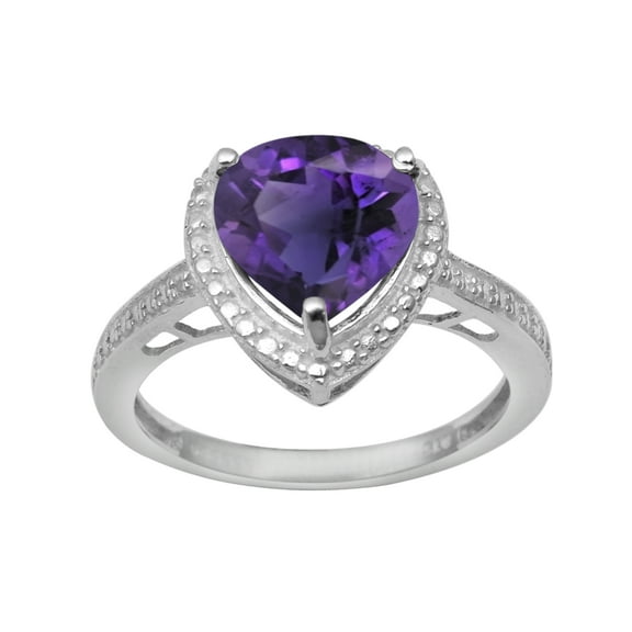 6mm Heart Shape Purple Amethyst 925 Sterling Silver Solitaire Women Valentines Day Gifts Ring