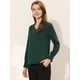 thumbnail image 3 of INSPIRE CHIC Blusa elegante de manga larga con cuello en V y volantes para mujer Verde oscuro L, 3 of 5