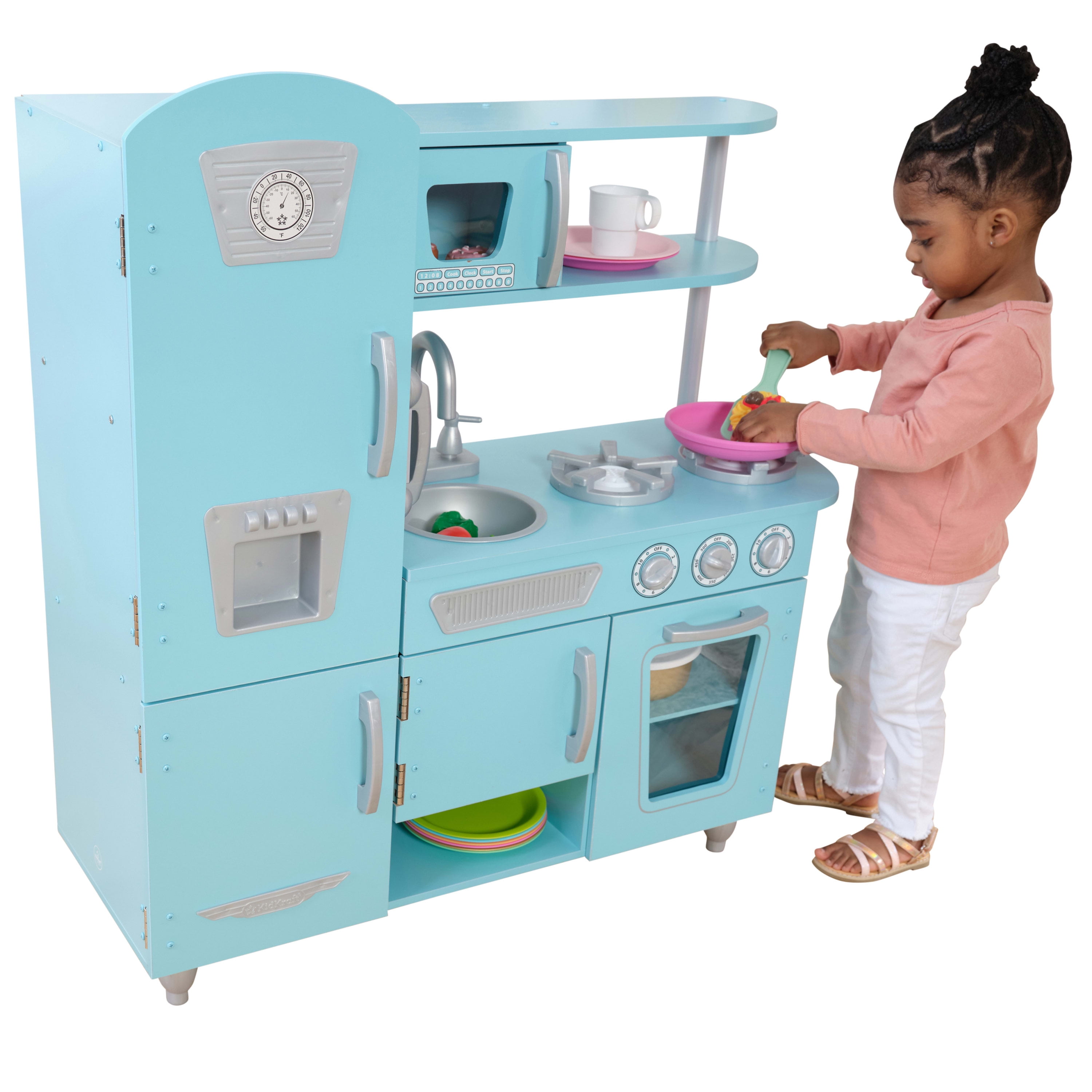 KidKraft Vintage Wooden Play Kitchen with Pretend Ice Maker and Play