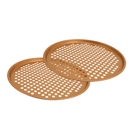 Patio Pizza Oven Plans CLM 13'' Ceramic Coated Copper Pizza Pan - Premium Nonstick Bakeware, Dishwasher & Oven Safe PTFE/PFOA Free(2 Pack) ()