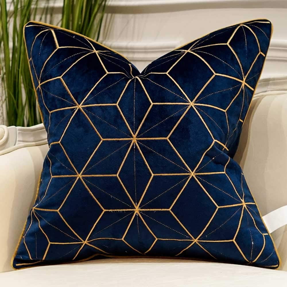 navy and gold accent pillows
