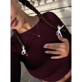 thumbnail image 2 of Women's Plus Size Long Sleeve Round Neck Plain T-Shirt, Fitted Ruched Design for Summer and Winter, 2 of 4