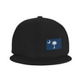 thumbnail image 2 of DouZhe Flat Brim Cap Snapback Hat, South Carolina State Flag Palm Tree Prints Adjustable Black Adult Baseball Cap, 2 of 7