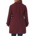 thumbnail image 4 of Agnes Orinda Women's Plus Size Coats Single Breasted Trench Jacket Winter Long Peacoats 1X Burgundy, 4 of 7
