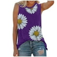 thumbnail image 3 of Summer Sleeveless Tops For Women Trendy Loose Fit Tank Tops Round Neck Daisy Graphic Tees Casual Comfy Plus Size Blouses, 3 of 4