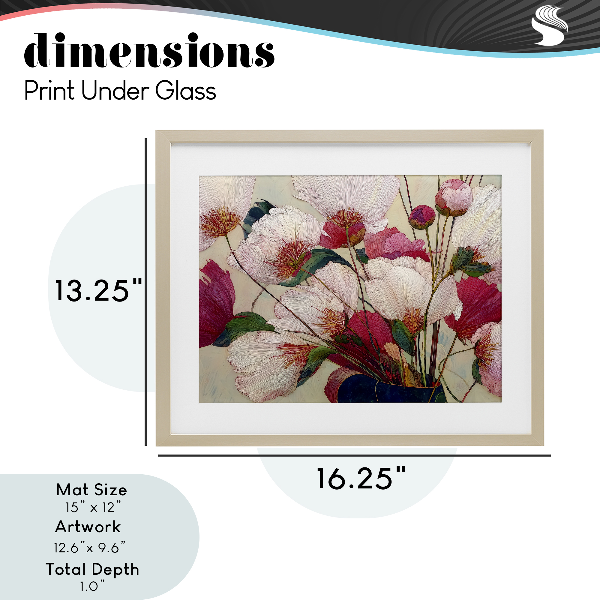 Lush Haiku Pink & White Flowers Birch Framed Print Under Glass, design by Annabelle Hall