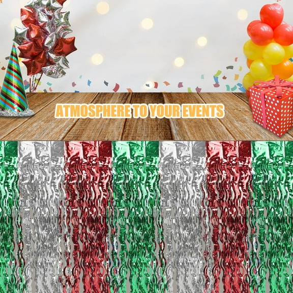 LIFKOME Metallic Tinsel Table Skirt Fiesta Birthday Party Decorations Wavy Design For Engagement Holiday Size 275x75cm