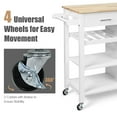 thumbnail image 6 of Costway 4-Tier Wood Kitchen Island Trolley Cart Storage Cabinet w/ Wine Rack White, 6 of 11