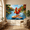 A, variant on XaaKee Large Tapestry, Relaxed Plank Cruiser Surfing Bird High-Quality Polyester Wall Tapestry, 60x40Inch